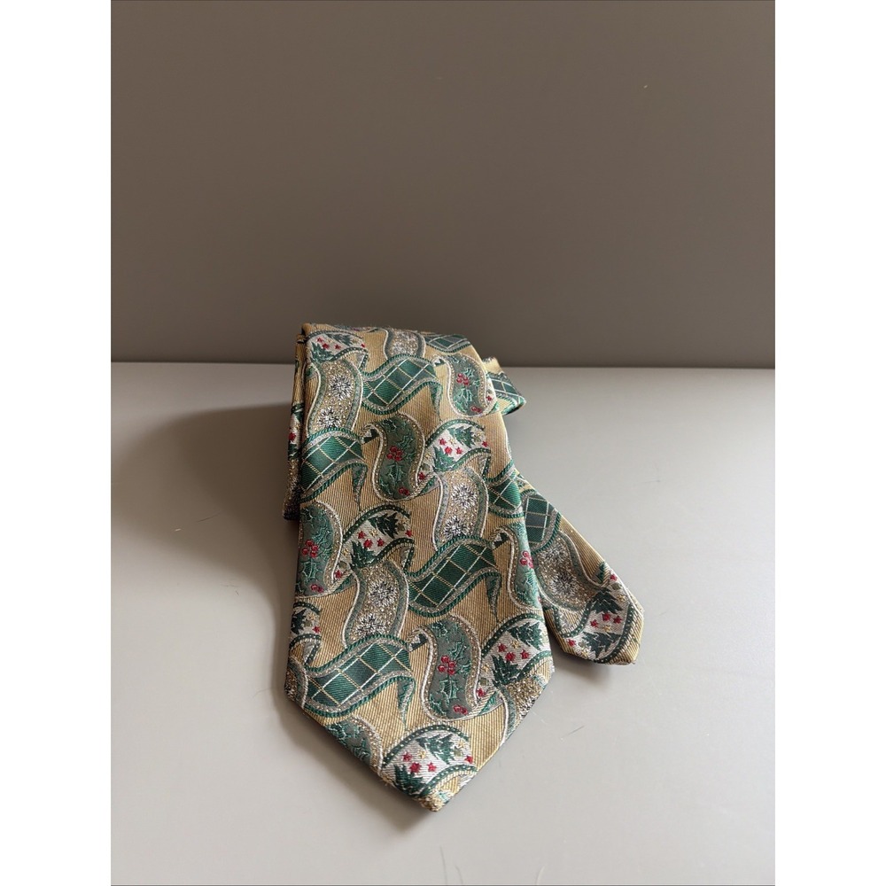 Robert Talbott Mens Silk Necktie-Christmas Ribbon Novelty Greenbrier WV Souvenir